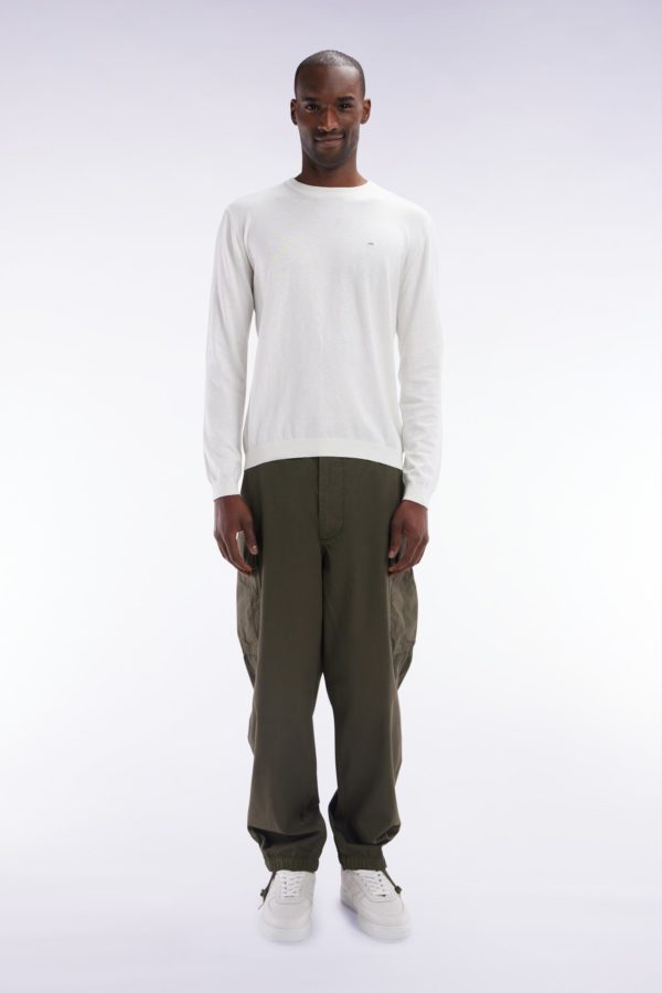 Pantalon Cargo En Coton Kaki Coupe Droite Eden Park