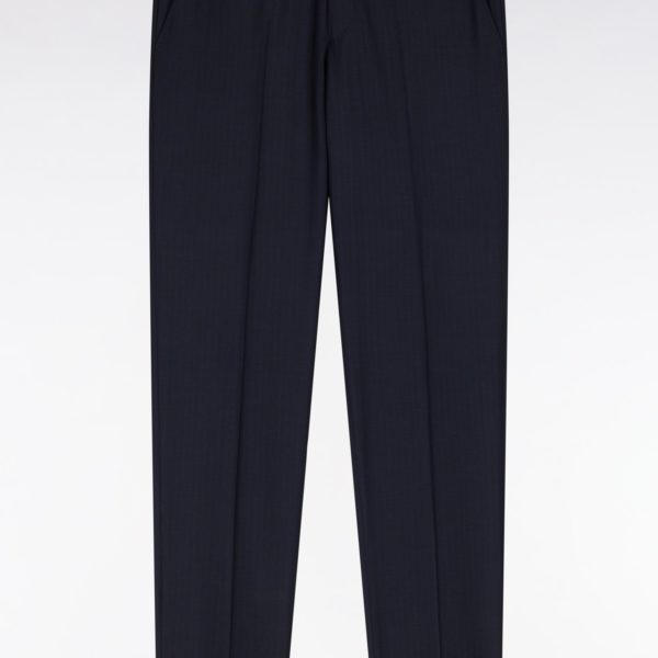 Pantalon En Laine Stretch Mélangée Marine À Rayures Fines Eden Park
