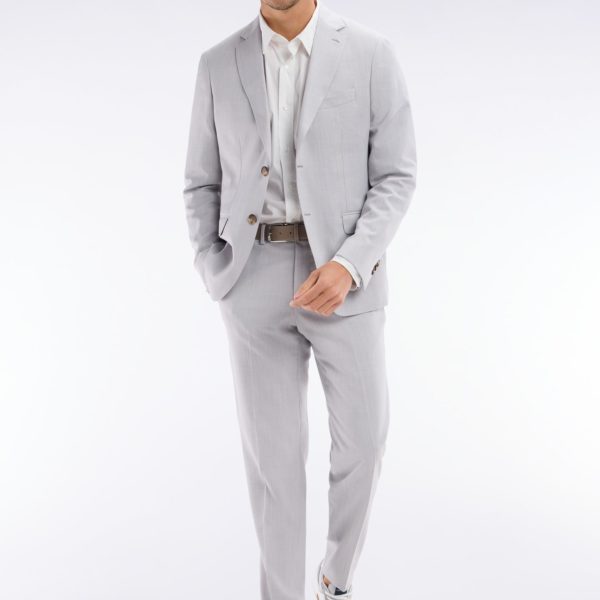 Pantalon À Taille Élastiquée En Laine Et Coton Stretch Mélangés Gris Eden Park