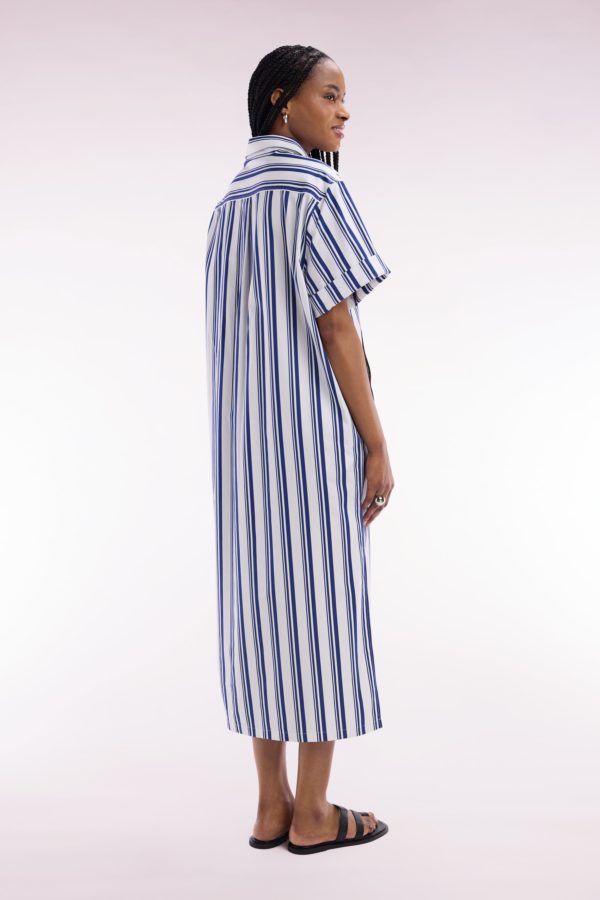Robe Chemise Rayée En Coton Marine Et Blanc Coupe Décontractée Eden Park – Image 3