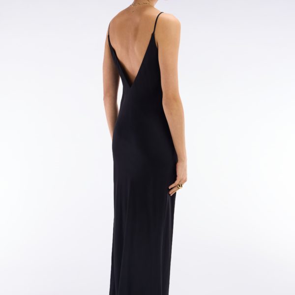 Slip Dress En Viscose Noire Coupe Droite Eden Park
