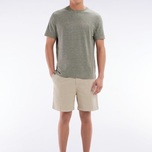Short À Taille Élastique En Coton Stretch Uni Beige Eden Park