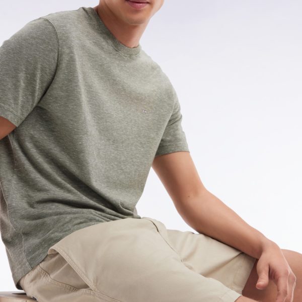 Short À Taille Élastique En Coton Stretch Uni Beige Eden Park