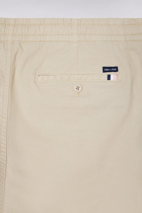 Short À Taille Élastique En Coton Stretch Uni Beige Eden Park – Image 5