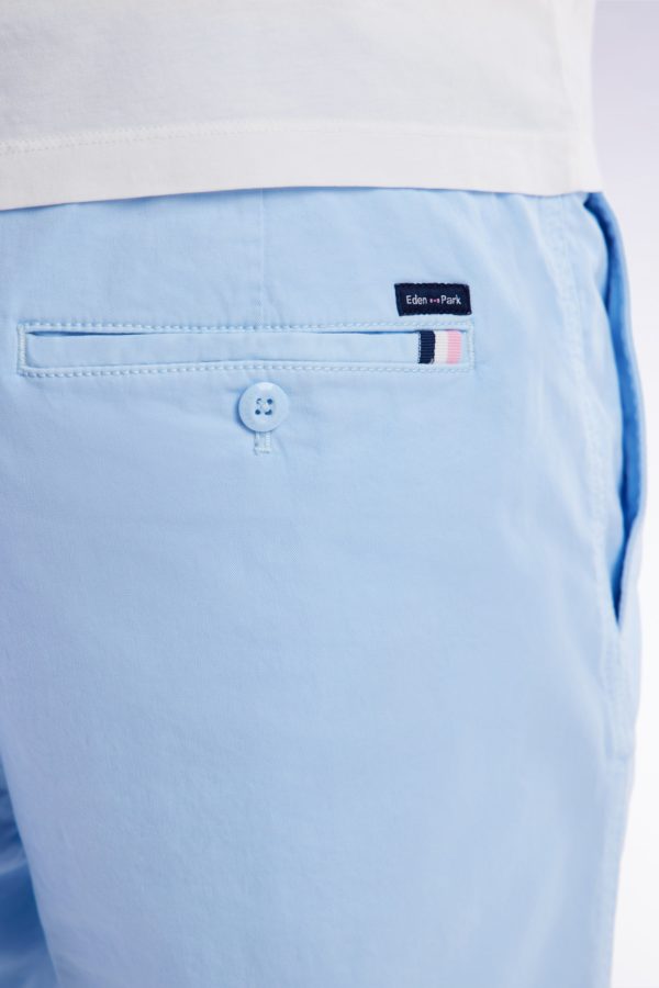 Short À Taille Élastique En Coton Stretch Uni Ciel Eden Park – Image 4