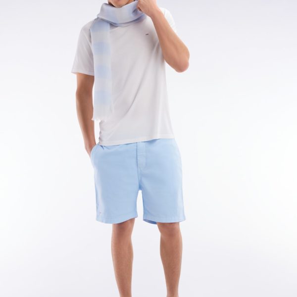Short À Taille Élastique En Coton Stretch Uni Ciel Eden Park