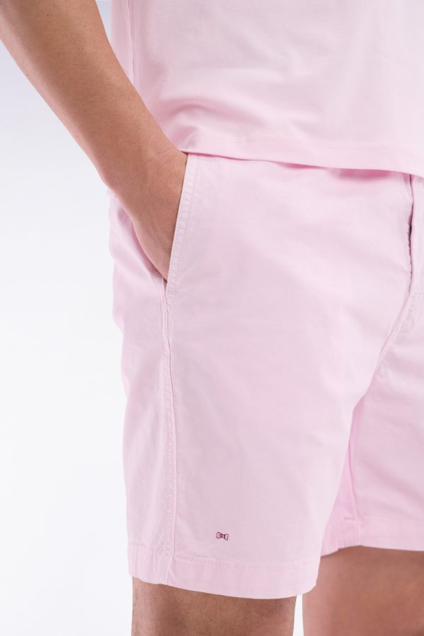 Short À Taille Élastique En Coton Stretch Uni Rose Eden Park – Image 4