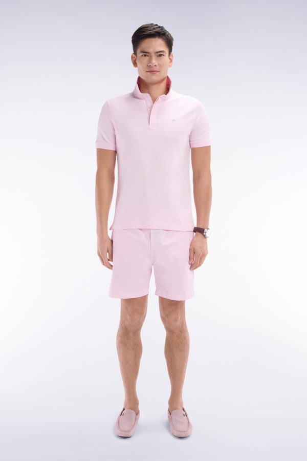 Short À Taille Élastique En Coton Stretch Uni Rose Eden Park