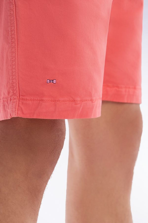 Short À Taille Élastique En Coton Stretch Uni Rose Saumon Eden Park – Image 4