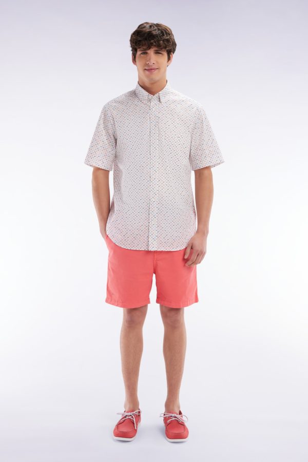 Short À Taille Élastique En Coton Stretch Uni Rose Saumon Eden Park
