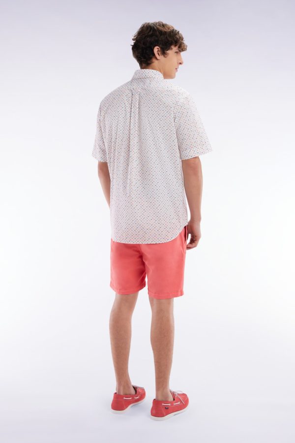 Short À Taille Élastique En Coton Stretch Uni Rose Saumon Eden Park – Image 3