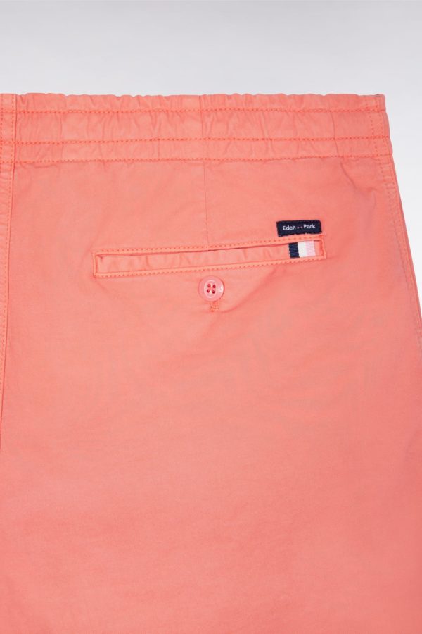 Short À Taille Élastique En Coton Stretch Uni Rose Saumon Eden Park – Image 5