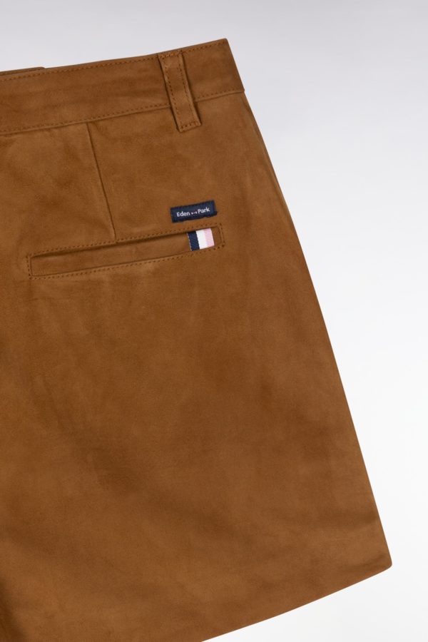 Short En Cuir Suédé Marron Coupe Droite Eden Park – Image 5