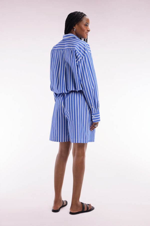 Short En Coton Bleu À Rayures Blanches Coupe Oversized Eden Park – Image 2
