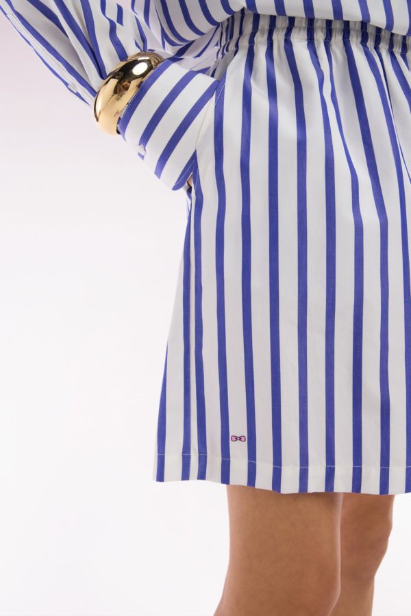 Short En Coton Blanc À Rayures Bleues Coupe Oversized Eden Park – Image 4