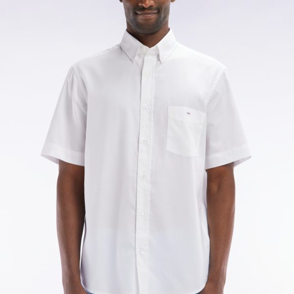 Chemise À Manches Courtes En Coton Blanc Coupe Droite Eden Park