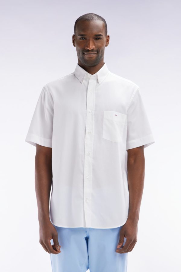 Chemise À Manches Courtes En Coton Blanc Coupe Droite Eden Park