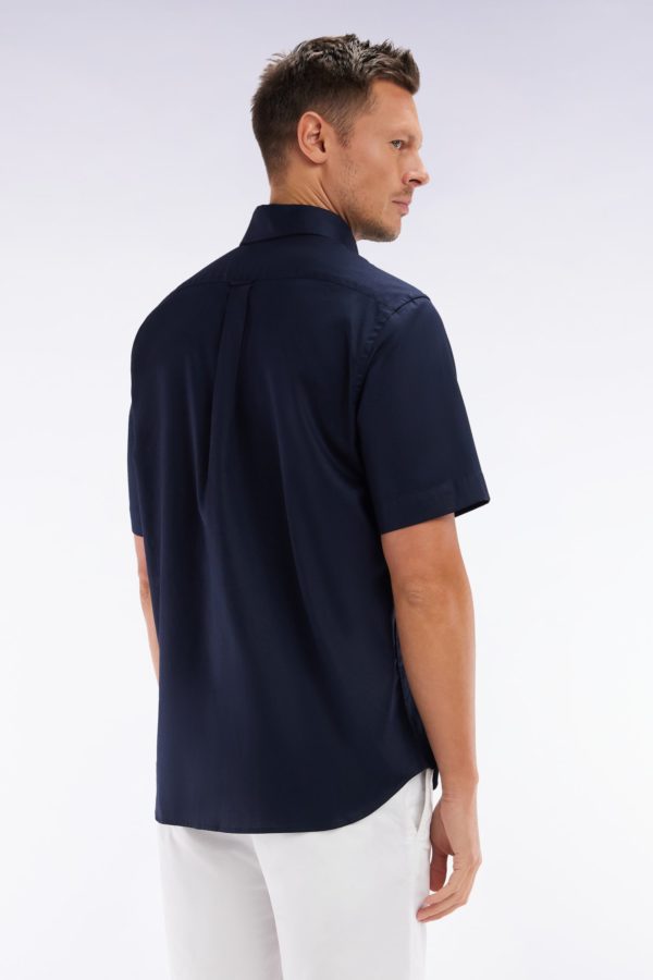 Chemise À Manches Courtes En Coton Marine Coupe Droite Eden Park – Image 3