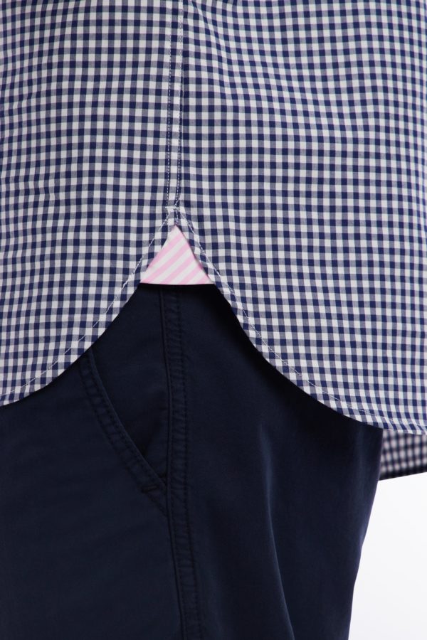 Chemise À Manches Courtes Vichy En Coton Bleu Foncé Coupe Droite Eden Park – Image 4