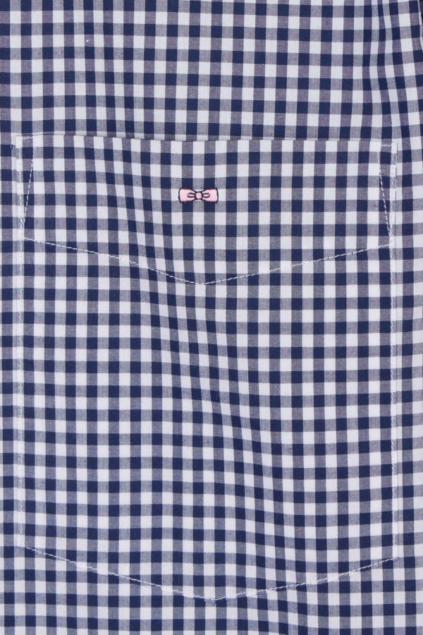 Chemise À Manches Courtes Vichy En Coton Bleu Foncé Coupe Droite Eden Park – Image 5