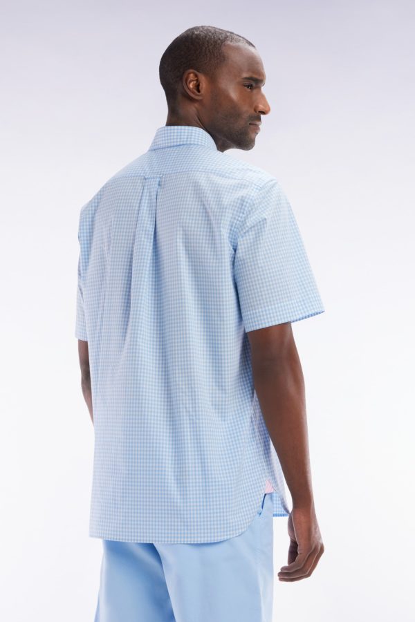 Chemise À Manches Courtes Vichy En Coton Ciel Coupe Droite Eden Park – Image 4