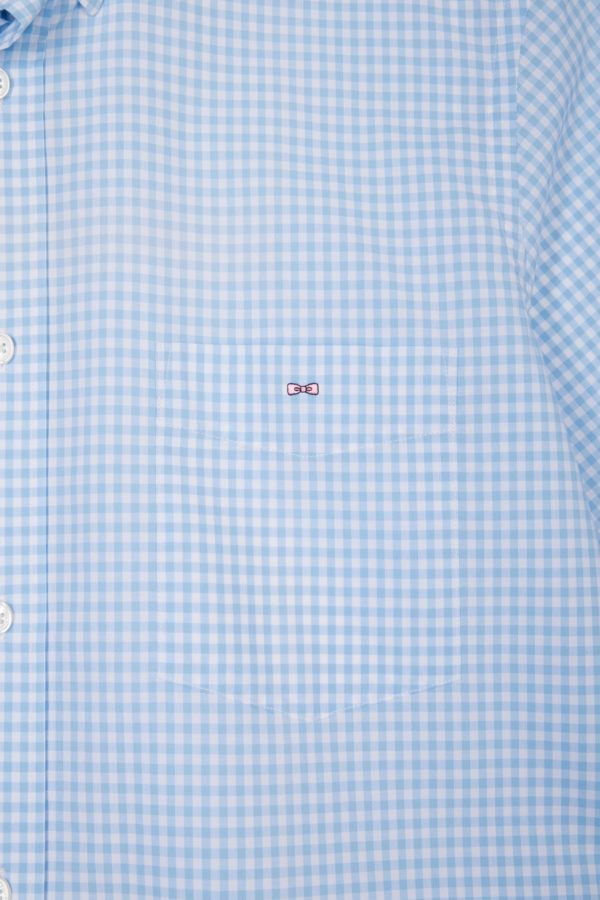 Chemise À Manches Courtes Vichy En Coton Ciel Coupe Droite Eden Park – Image 5