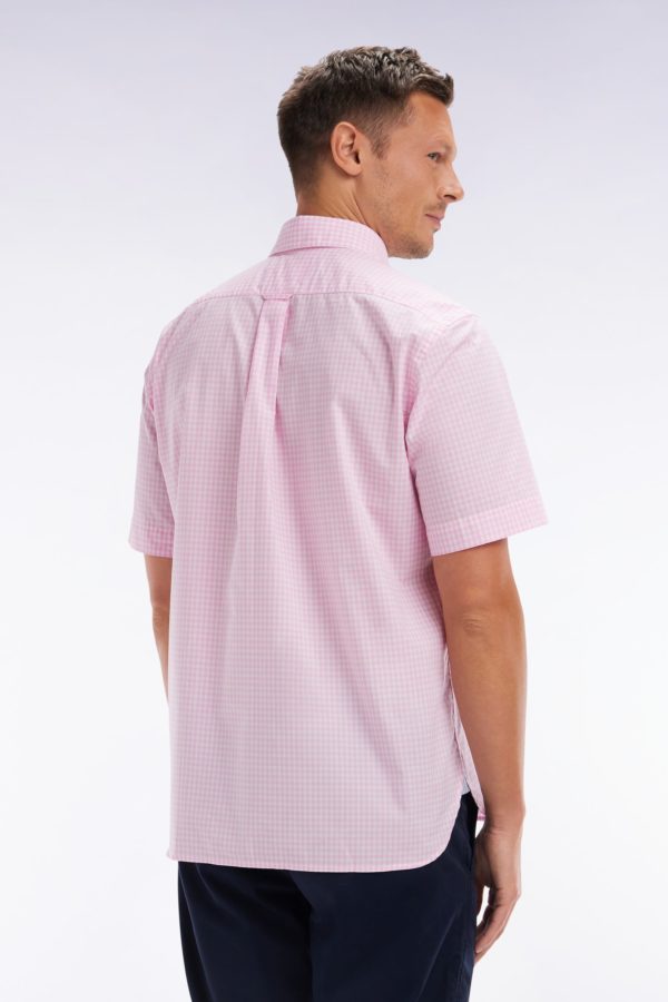 Chemise À Manches Courtes Vichy En Coton Rose Coupe Droite Eden Park – Image 3