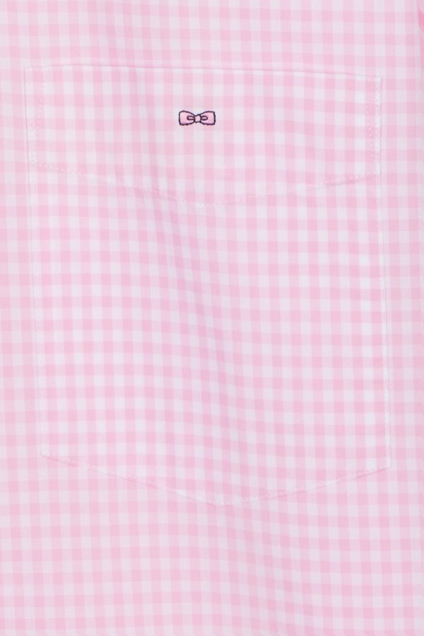 Chemise À Manches Courtes Vichy En Coton Rose Coupe Droite Eden Park – Image 5