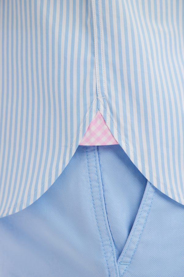 Chemise À Manches Courtes En Coton Rayé Ciel Coupe Droite Eden Park – Image 4