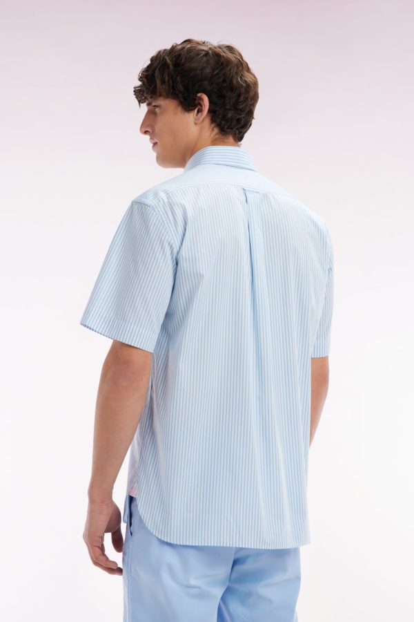 Chemise À Manches Courtes En Coton Rayé Ciel Coupe Droite Eden Park – Image 3