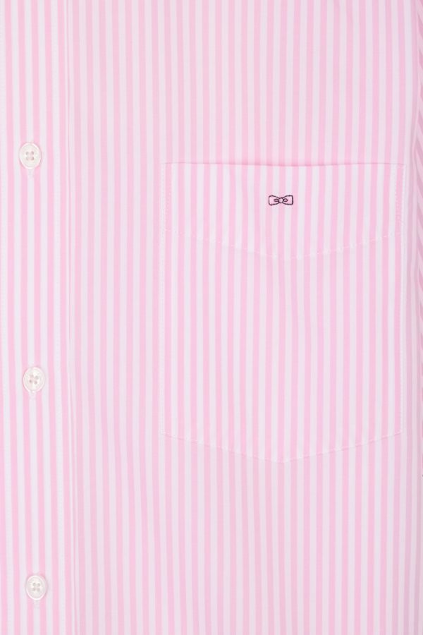 Chemise À Manches Courtes En Coton Rayé Rose Coupe Droite Eden Park – Image 5