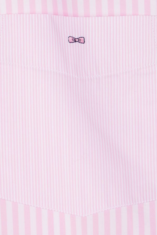 Chemise À Manches Courtes En Popeline De Coton Rayée Rose Coupe Droite Eden Park – Image 5