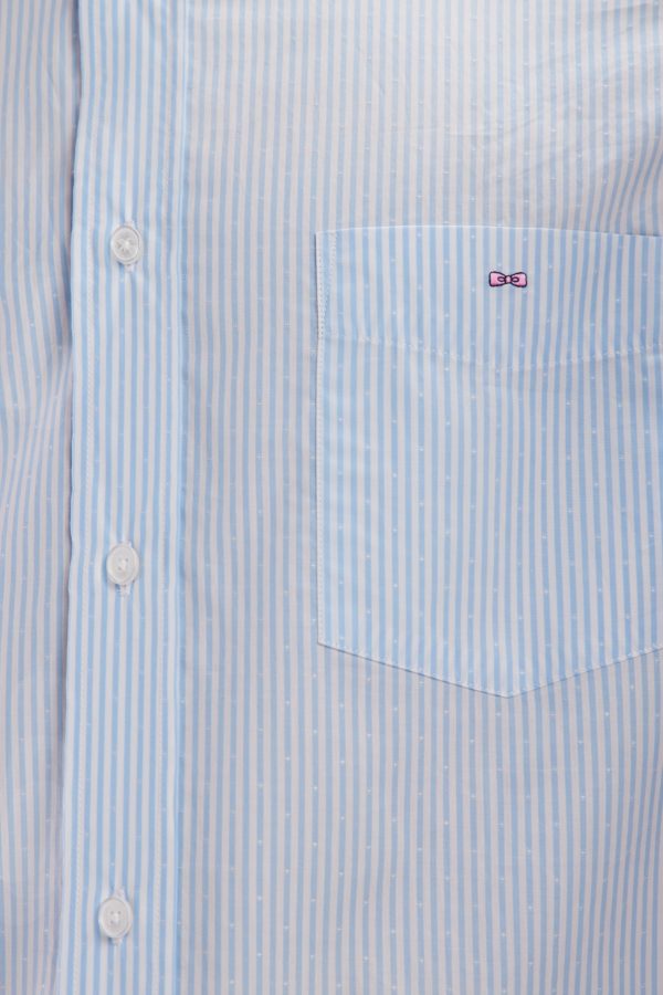 Chemise À Manches Courtes En Coton Tissage Jacquard Rayé Ciel Coupe Droite Eden Park – Image 4