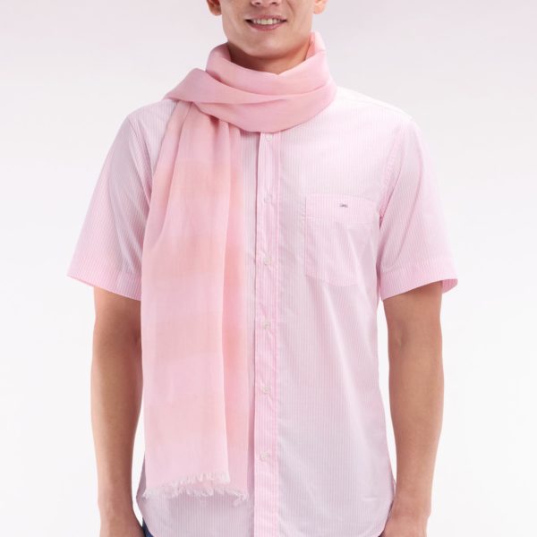 Chemise À Manches Courtes En Coton Tissage Jacquard Rayé Rose Coupe Droite Eden Park
