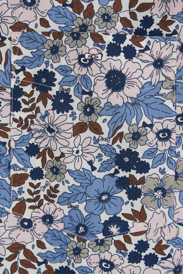 Chemise À Manches Courtes En Popeline De Coton Bleue Imprimé Floral Coupe Droite Eden Park – Image 5