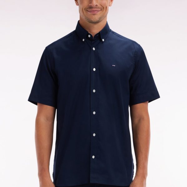 Chemise À Manches Courtes En Popeline De Coton Marine Broderie Dos Cerclée Ciel Eden Park