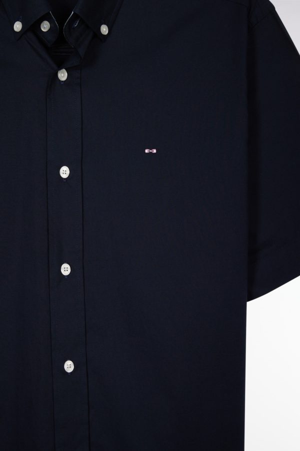 Chemise À Manches Courtes En Popeline De Coton Marine Broderie Dos Cerclée Ciel Eden Park – Image 4