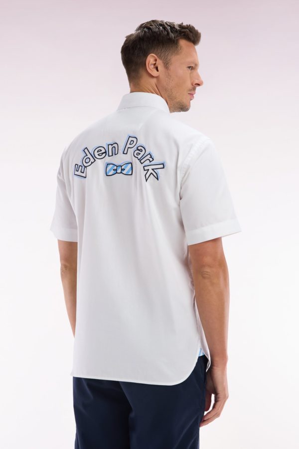 Chemise À Manches Courtes En Coton Blanc Broderie Eden Park Coupe Droite Eden Park – Image 3