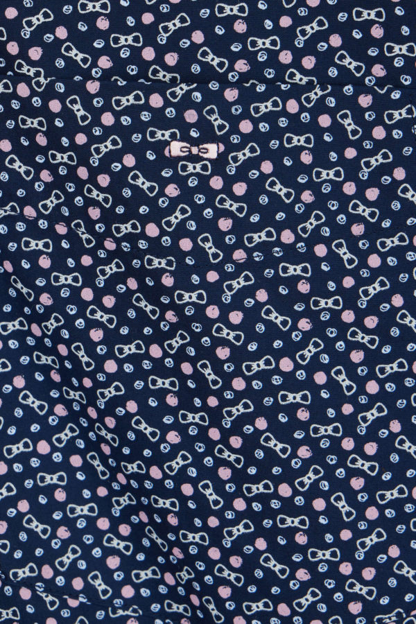 Chemise À Manches Courtes En Popeline De Coton Marine Micromotif Nœud Papillon Coupe Droite Eden Park – Image 5