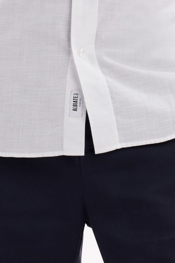 Chemise À Manches Courtes En Coton Texturé Blanc Coupe Droite Eden Park – Image 4