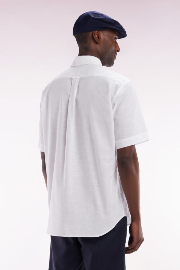 Chemise À Manches Courtes En Coton Texturé Blanc Coupe Droite Eden Park – Image 3