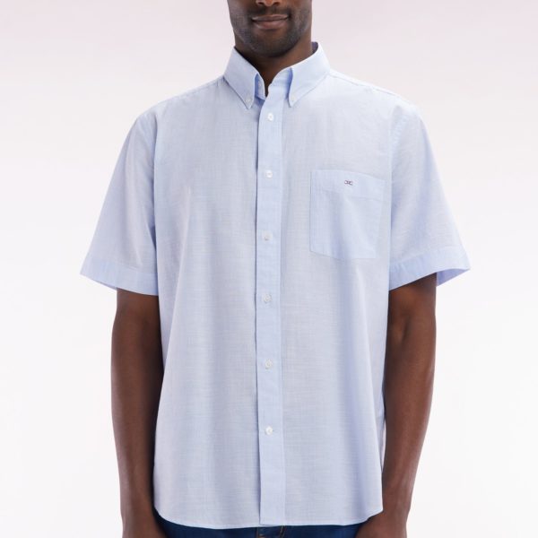 Chemise À Manches Courtes En Coton Ciel Coupe Droite Eden Park