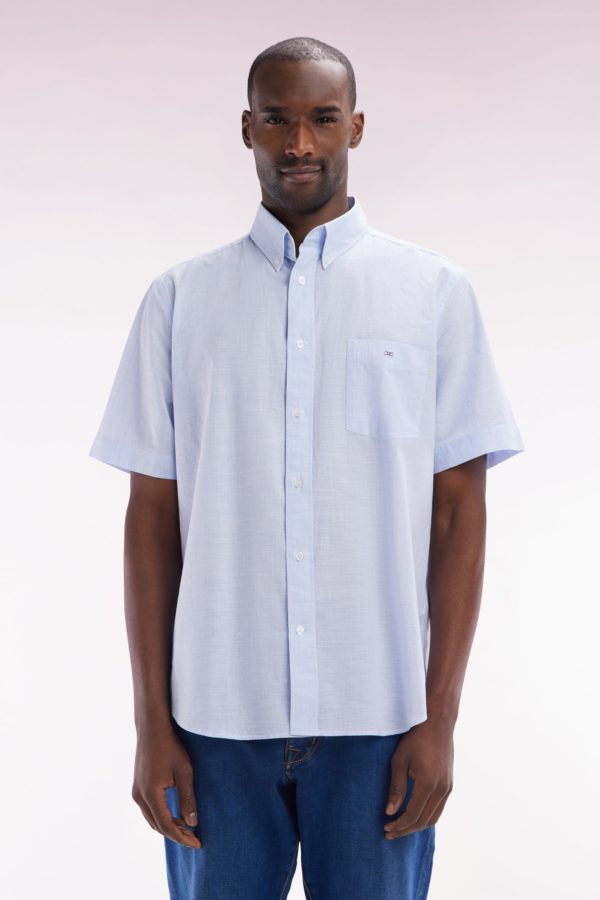 Chemise À Manches Courtes En Coton Ciel Coupe Droite Eden Park