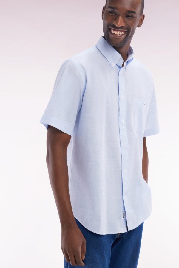Chemise À Manches Courtes En Coton Ciel Coupe Droite Eden Park – Image 2