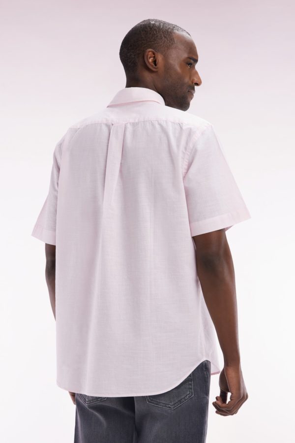 Chemise À Manches Courtes En Coton Rose Coupe Droite Eden Park – Image 3
