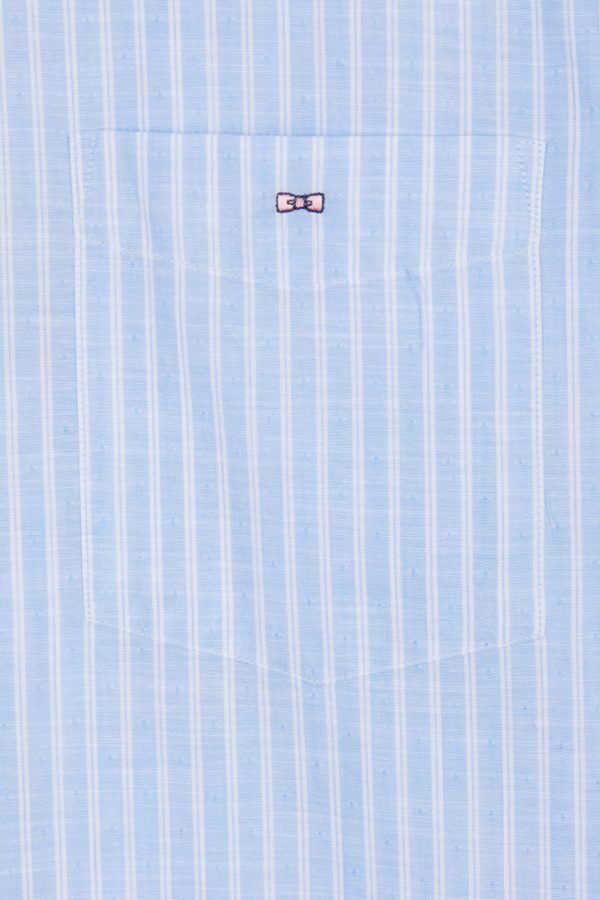 Chemise Rayée À Manches Courtes En Coton Ciel Coupe Droite Eden Park – Image 4