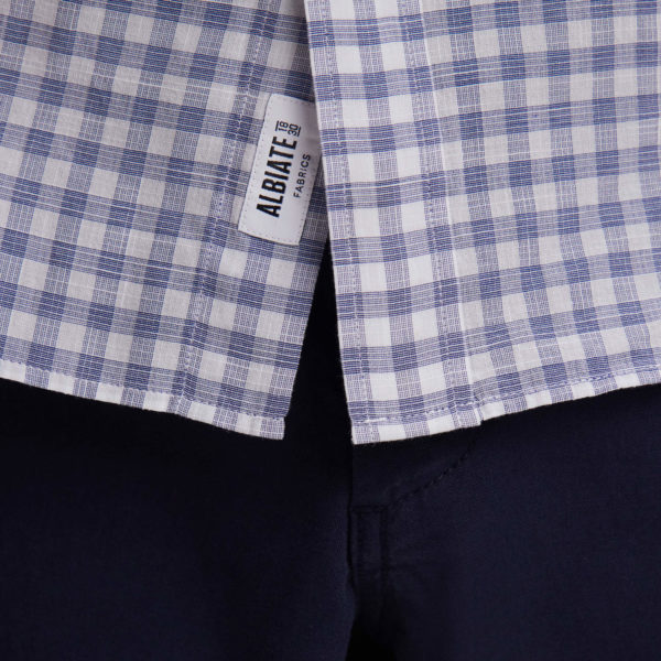 Chemise À Manches Courtes En Coton À Carreaux Vichy Marine Coupe Droite Eden Park