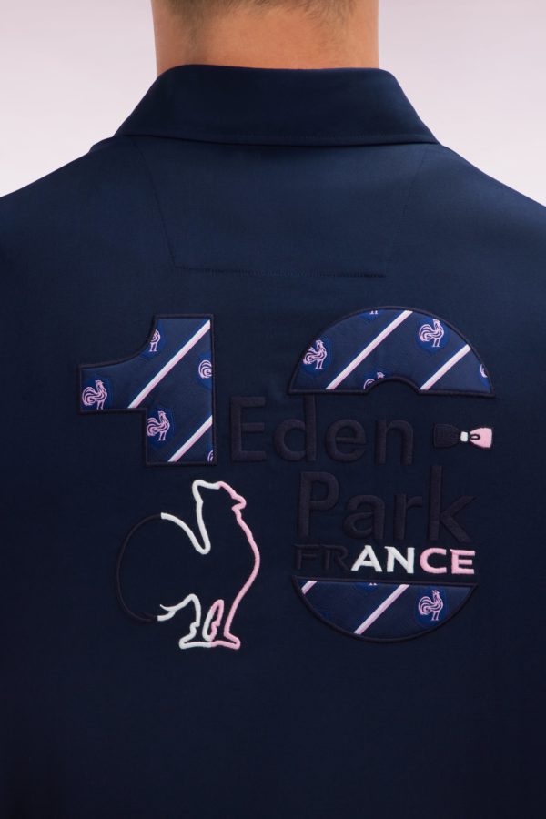 Chemise À Manches Courtes En Coton Marine Broderie Dos Xv De France Eden Park – Image 5