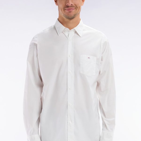 Chemise Unisexe En Coton Et Lyocell Stretch Blanc Coupe Droite Eden Park