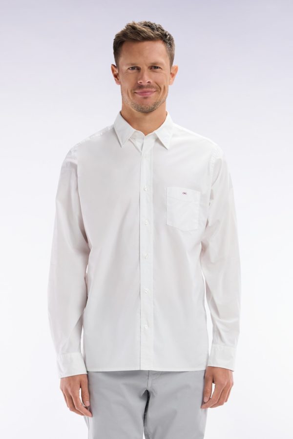Chemise Unisexe En Coton Et Lyocell Stretch Blanc Coupe Droite Eden Park